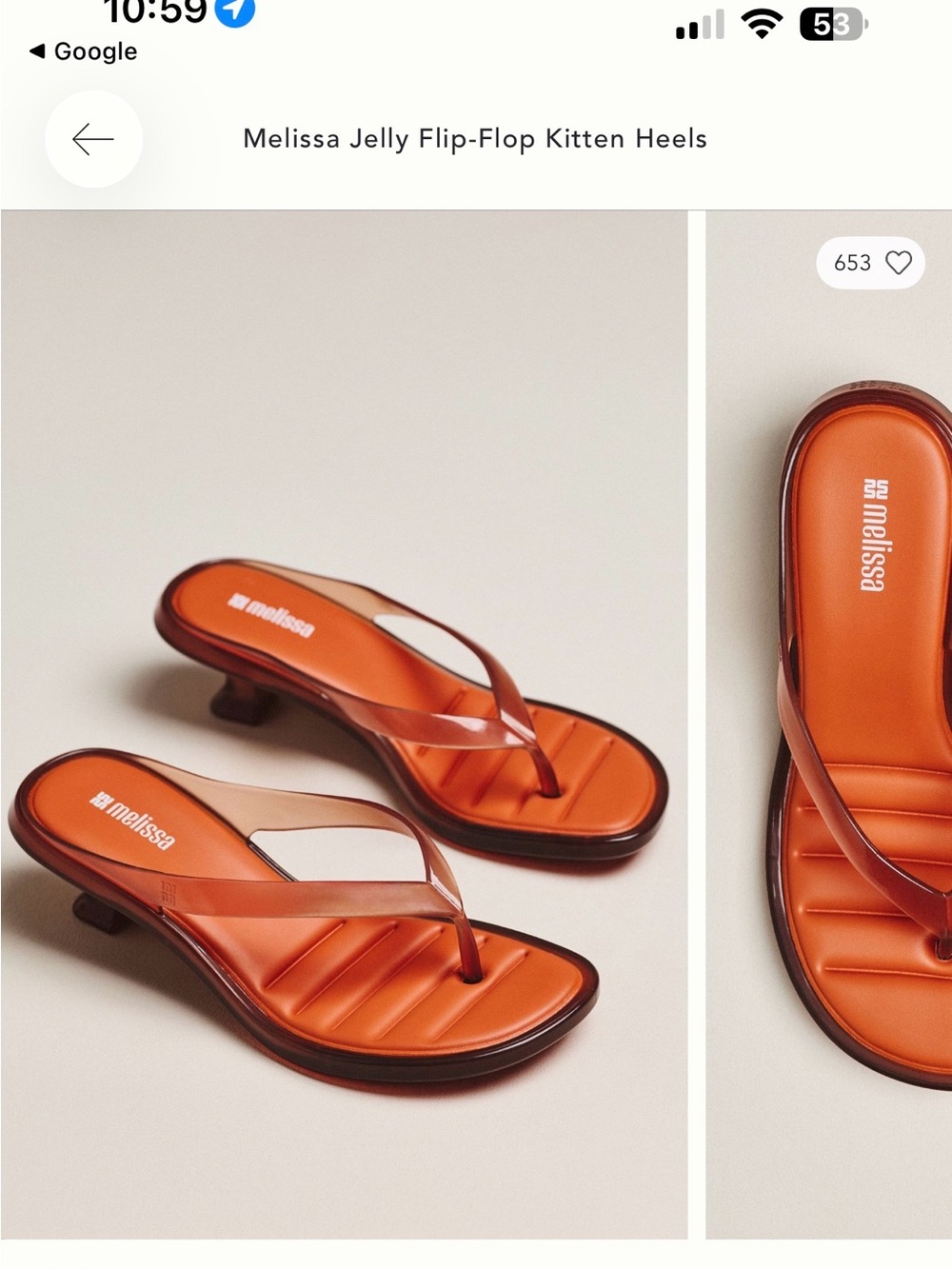 Anthropologie/Melissa Orange Jelly Kitten Heel Flip-Flops